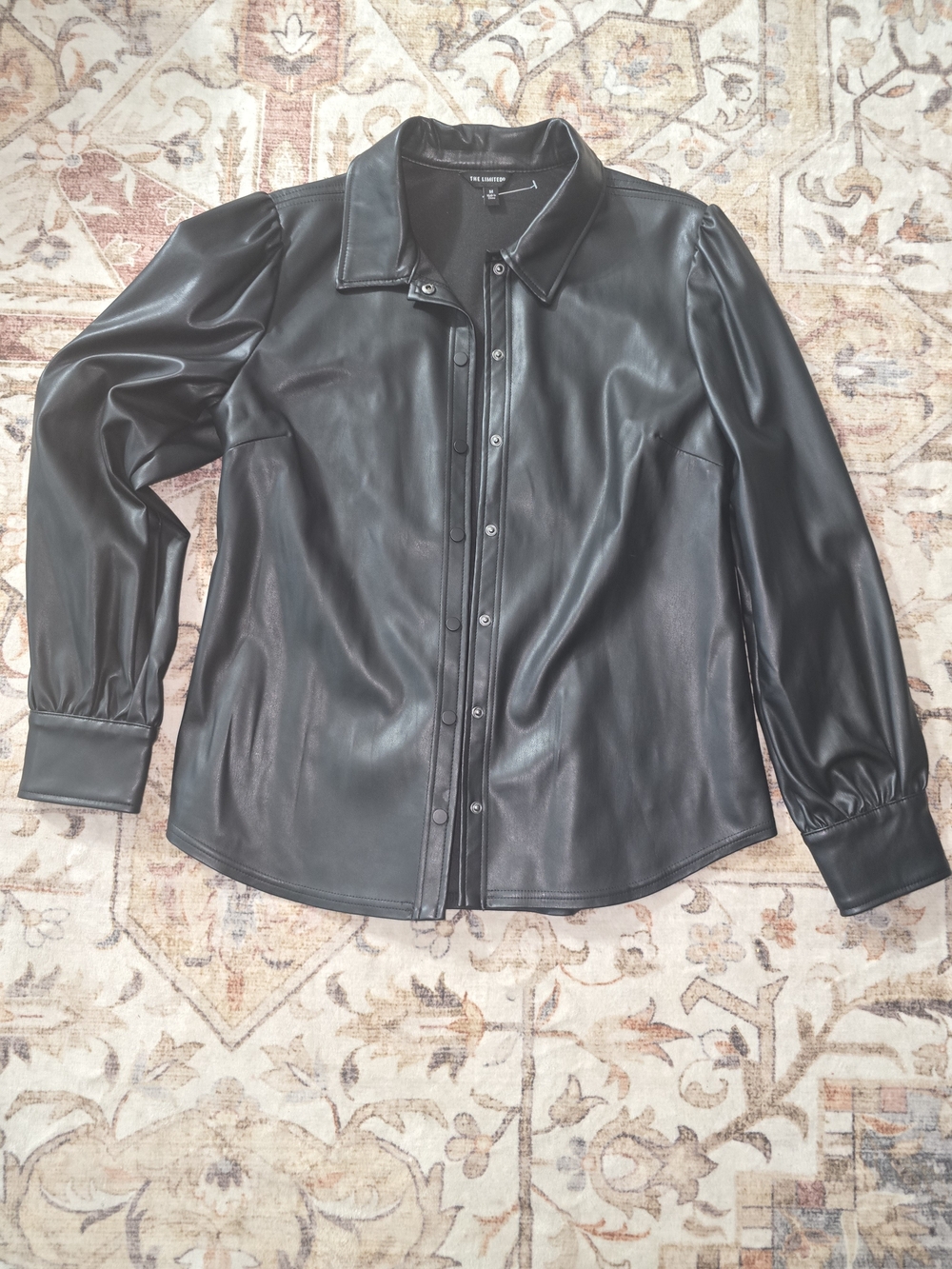 The Limited Black Faux Leather Button-Down Shirt